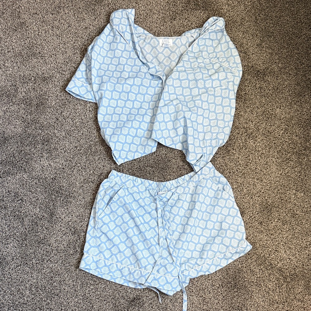 Sigrid Olsen Light Blue Geometric Pajama Set
